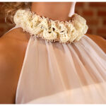 Bridal tunic with crochet neck piece by Iwona Luka