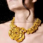 Crochet yellow one off neck piece by Iwona Luka