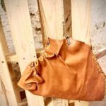 Brown leather handcrafted bag by Iwona Luka