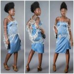 Summer silky evening dress with a crochet silky tunic by Iwona Luka