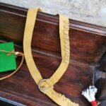 Leather and crochet jewellery, neck belt by Iwona Luka