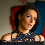 Crochet accessories, blue handcrafted neckpiece