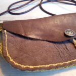 Double sided leather and crochet handbag by Iwona Luka